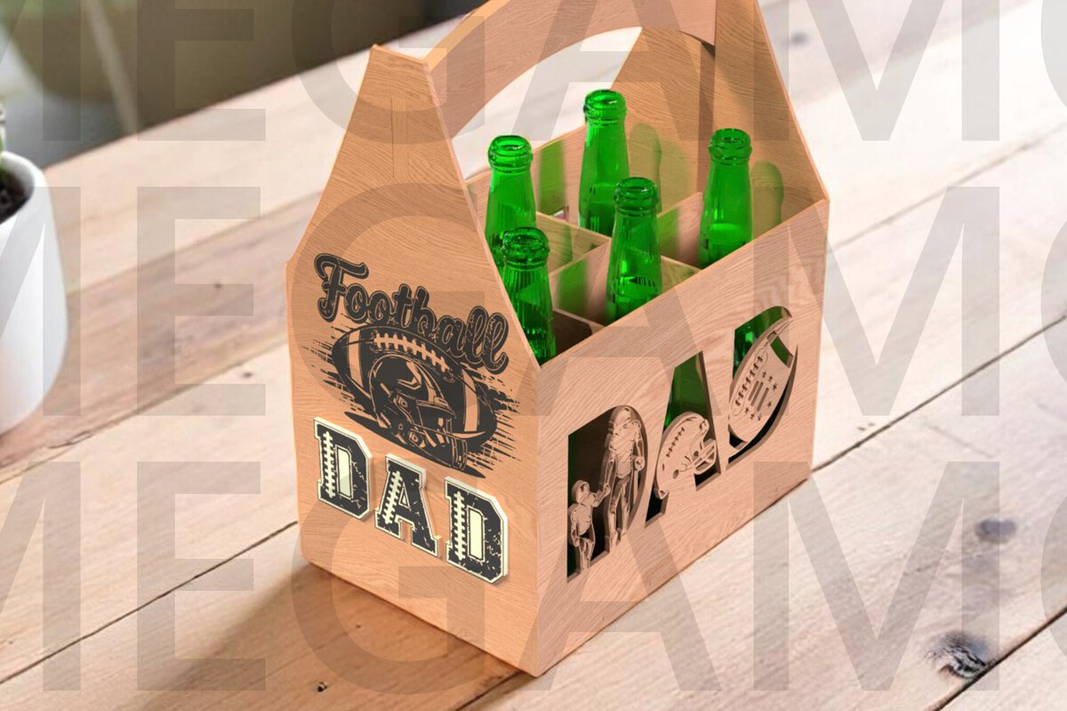 Intra απο ξύλο plywood 3mm-4mm πάχος - Football Dad Beer Caddy  Design Δίασταση 20x20 cm INTRAFABR-122438254