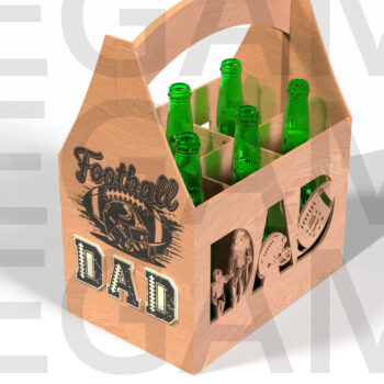 Intra απο ξύλο plywood 3mm-4mm πάχος - Football Dad Beer Caddy Design Δίασταση 20x20 cm INTRAFABR-122438254 - Image 3