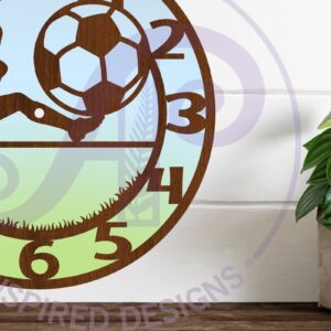 Intra απο ξύλο plywood 3mm-4mm πάχος - Ποδοσφαιριστής Γυναίκα Παίκτρια Ρολόι Τοίχου Λέιζερ Δίασταση 30x20 cm INTRAFABR-120453404