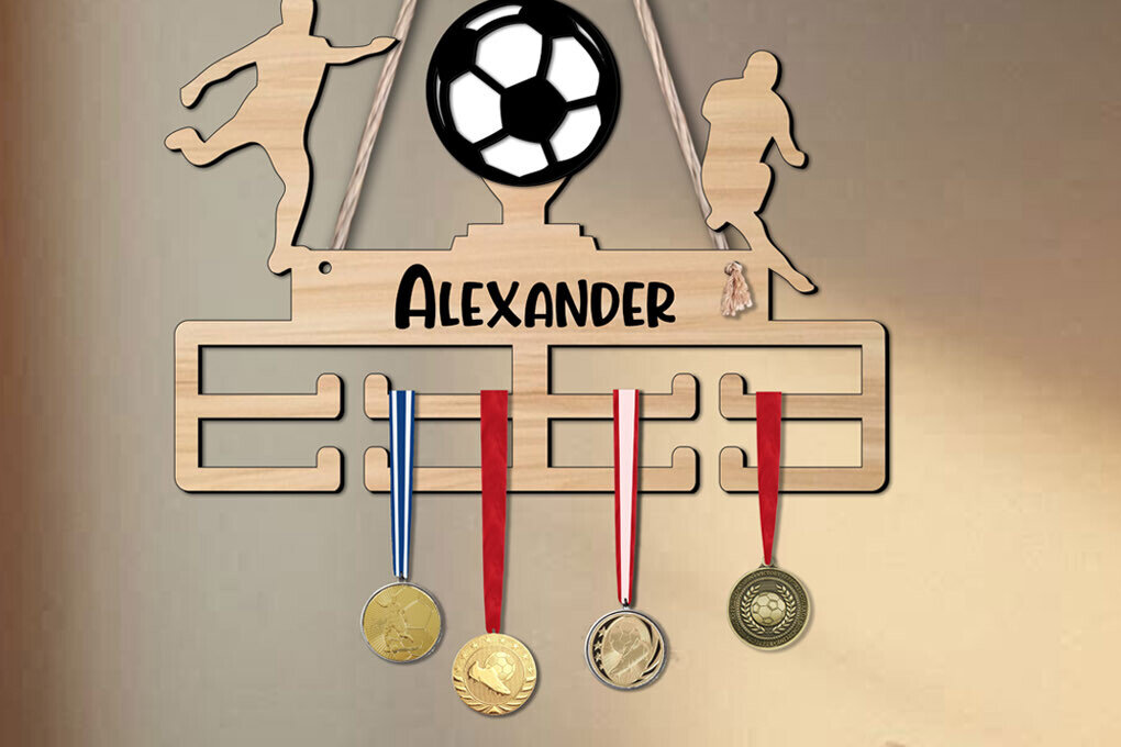Intra απο ξύλο plywood 3mm-4mm πάχος - Football Man Sport Medal Hanger Wall  Δίασταση 20x20 cm INTRAFABR-119847829