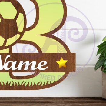 Intra απο ξύλο plywood 3mm-4mm πάχος - Μονόγραμμα ποδοσφαίρου ή ποδοσφαίρου Β γράμμα Δίασταση 30x20 cm INTRAFABR-81961430 - Image 1