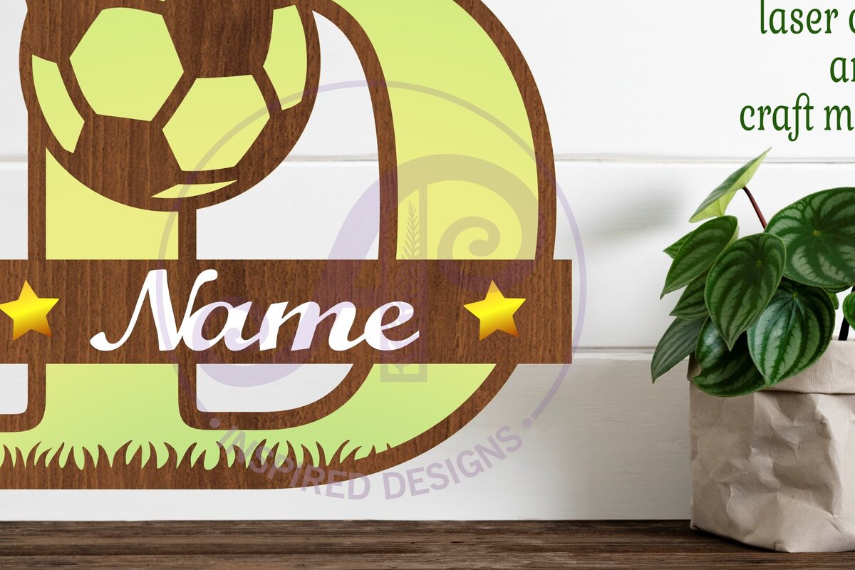 Intra απο ξύλο plywood 3mm-4mm πάχος - Μονόγραμμα ποδοσφαίρου ή ποδοσφαίρου Δ γράμμα Δίασταση 30x20 cm INTRAFABR-81961480