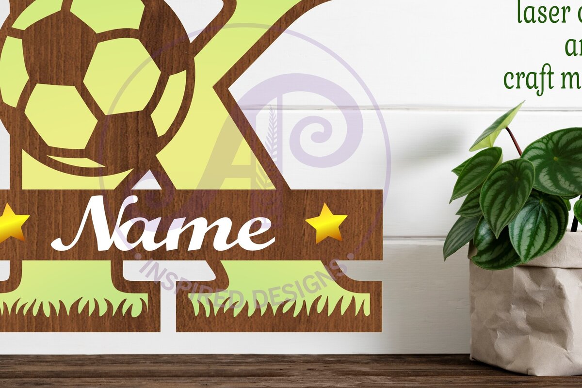 Intra απο ξύλο plywood 3mm-4mm πάχος - Μονόγραμμα ποδοσφαίρου ή ποδοσφαίρου K γράμμα Δίασταση 30x20 cm INTRAFABR-81961675