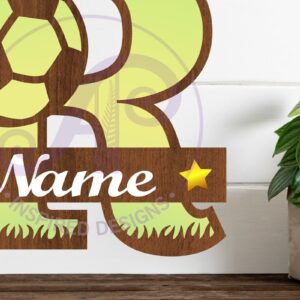 Intra απο ξύλο plywood 3mm-4mm πάχος - Μονόγραμμα ποδοσφαίρου ή ποδοσφαίρου R γράμμα Δίασταση 30x20 cm INTRAFABR-81961826
