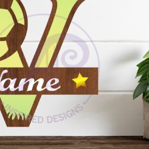 Intra απο ξύλο plywood 3mm-4mm πάχος - Μονόγραμμα ποδοσφαίρου ή ποδοσφαίρου V γράμμα Δίασταση 30x20 cm INTRAFABR-81961937