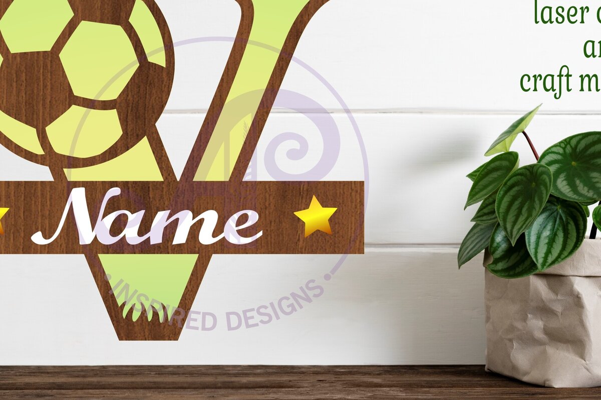 Intra απο ξύλο plywood 3mm-4mm πάχος - Μονόγραμμα ποδοσφαίρου ή ποδοσφαίρου V γράμμα Δίασταση 30x20 cm INTRAFABR-81961937