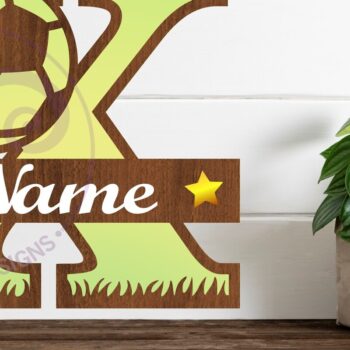 Intra απο ξύλο plywood 3mm-4mm πάχος - Μονόγραμμα ποδοσφαίρου ή ποδοσφαίρου Χ γράμμα Δίασταση 30x20 cm INTRAFABR-81961991 - Image 1