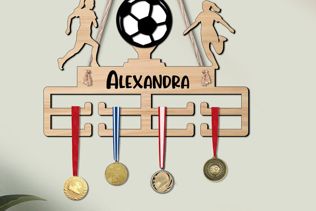 Intra απο ξύλο plywood 3mm-4mm πάχος - Ποδοσφαιρικός Γυναικείος Αθλητικός τοίχος Κρεμάστρα Μετάλλων Δίασταση 20x20 cm INTRAFABR-119847774