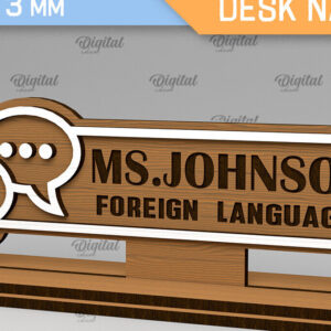 Intra απο ξύλο plywood 3mm-4mm πάχος - Πινακίδα ονόματος γραφείου καθηγητή ξένων γλωσσών Δίασταση 30x20 cm INTRAFABR-103441131