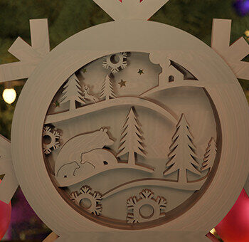 Intra απο ξύλο plywood 3mm-4mm πάχος - Forest 3D CHRISTMAS , 5 Layers Δίασταση 15x15 cm INTRAFABR-18720006 - Image 1