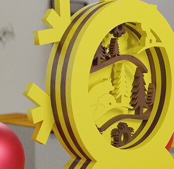 Intra απο ξύλο plywood 3mm-4mm πάχος - Forest 3D CHRISTMAS , 5 Layers Δίασταση 15x15 cm INTRAFABR-18720006 - Image 3