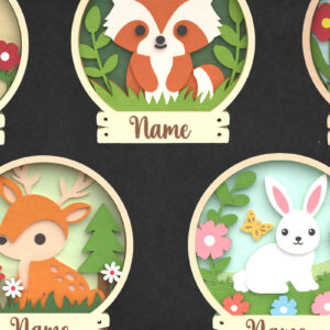 Intra απο ξύλο plywood 3mm-4mm πάχος - Πακέτο   για το όνομα ζώου του δάσους Δίασταση 30x20 cm INTRAFABR-118902301