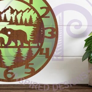 Intra απο ξύλο plywood 3mm-4mm πάχος -  με λέιζερ ρολόι τοίχου Forest Bear, Δίασταση 30x20 cm INTRAFABR-88402536