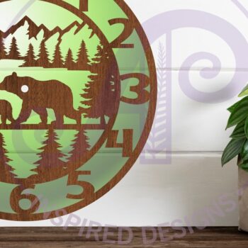 Intra απο ξύλο plywood 3mm-4mm πάχος -  με λέιζερ ρολόι τοίχου Forest Bear, Δίασταση 30x20 cm INTRAFABR-88402536 - Image 1