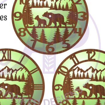 Intra απο ξύλο plywood 3mm-4mm πάχος -  με λέιζερ ρολόι τοίχου Forest Bear, Δίασταση 30x20 cm INTRAFABR-88402536 - Image 4