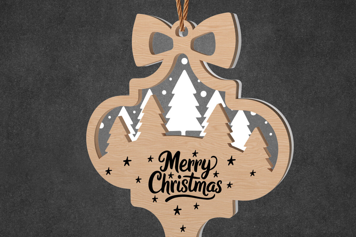 Intra απο ξύλο plywood 3mm-4mm πάχος - Χριστουγεννιάτικο στολίδι του δάσους με φιόγκο Δίασταση 6x6 cm INTRAFABR-108957621