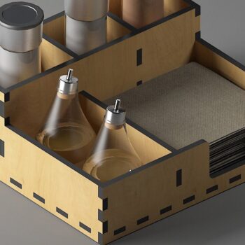 Intra απο ξύλο plywood 3mm-4mm πάχος - Θήκη για πιρούνι και χαρτοπετσέτα / Κουτί αλατοπίπερου Δίασταση 30x20 cm INTRAFABR-46329028 - Image 2