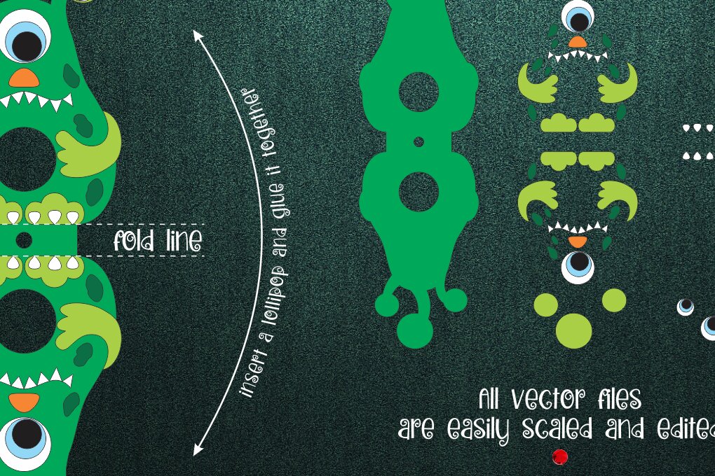 Intra απο ξύλο plywood 3mm-4mm πάχος - Τετραμάτιο τέρας Lollipop Holder  Δίασταση 30x20 cm INTRAFABR-25042464