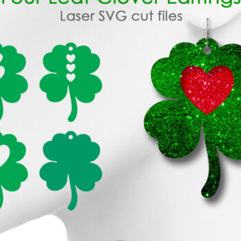 Intra απο ξύλο plywood 3mm-4mm πάχος - Τετράφυλλα σκουλαρίκια τριφύλλι , Shamrock Δίασταση 3x3 cm INTRAFABR-58584886 - Image 1