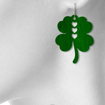 Intra απο ξύλο plywood 3mm-4mm πάχος - Τετράφυλλα σκουλαρίκια τριφύλλι , Shamrock Δίασταση 3x3 cm INTRAFABR-58584886 - Image 4