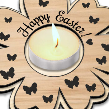 Intra απο ξύλο plywood 3mm-4mm πάχος - Τετράφυλλη Πασχαλινή Λαμπάδα Τριφύλλι  Δίασταση 15x15 cm INTRAFABR-118285507 - Image 3