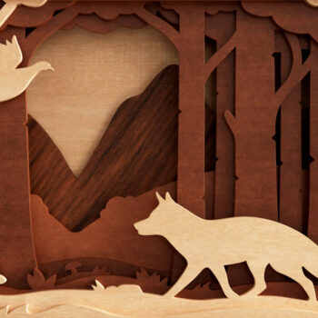 Intra απο ξύλο plywood 3mm-4mm πάχος -  αποκοπής  3D Layered Fox Δίασταση 20x25 cm INTRAFABR-21567086 - Image 8