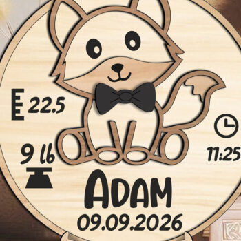 Intra απο ξύλο plywood 3mm-4mm πάχος - Στρογγυλός κύκλος ανακοινώσεων Fox Baby Δίασταση 30x20 cm INTRAFABR-117127930 - Image 1