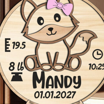 Intra απο ξύλο plywood 3mm-4mm πάχος - Στρογγυλός κύκλος ανακοινώσεων Fox Baby Δίασταση 30x20 cm INTRAFABR-117127930 - Image 3