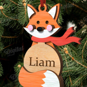 Intra απο ξύλο plywood 3mm-4mm πάχος - Χριστουγεννιάτικο στολίδι Fox Cut Laser Δίασταση 6x6 cm INTRAFABR-111210406