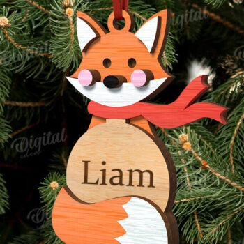 Intra απο ξύλο plywood 3mm-4mm πάχος - Χριστουγεννιάτικο στολίδι Fox Cut Laser Δίασταση 6x6 cm INTRAFABR-111210406 - Image 1