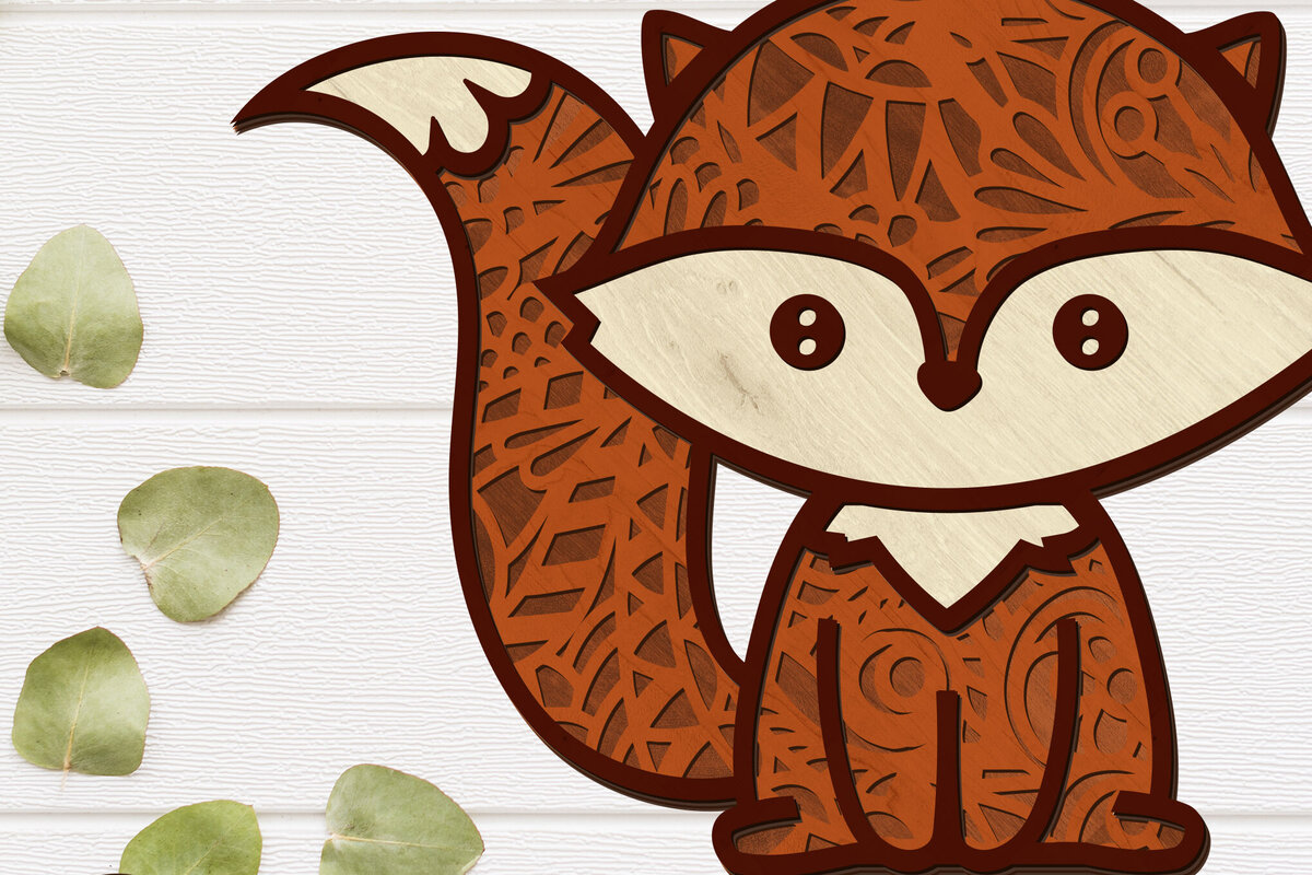 Intra απο ξύλο plywood 3mm-4mm πάχος - Διακοσμητικό πρότυπο κοπής λέιζερ FOX Δίασταση 14x8 cm INTRAFABR-91541360
