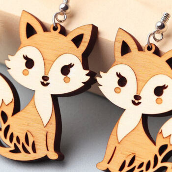 Intra απο ξύλο plywood 3mm-4mm πάχος - Fox Earrings Cut Laser | DXF | Δίασταση 3x3 cm INTRAFABR-114334273 - Image 1