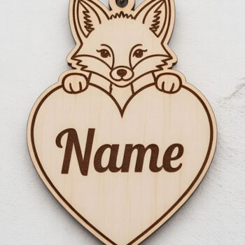 Intra απο ξύλο plywood 3mm-4mm πάχος - Fox Heart Name Keychain Δίασταση 4x4 cm INTRAFABR-122895298 - Image 1