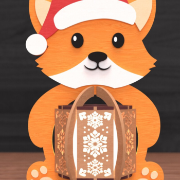 Intra απο ξύλο plywood 3mm-4mm πάχος - Fox Lantern Christmas Cut Laser Δίασταση 15x15 cm INTRAFABR-109337645 - Image 1