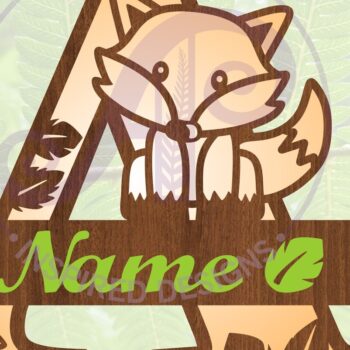 Intra απο ξύλο plywood 3mm-4mm πάχος - Fox Monogram Letter a Cut File Δίασταση 30x20 cm INTRAFABR-69923534 - Image 1