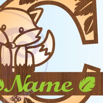 Intra απο ξύλο plywood 3mm-4mm πάχος - Fox Monogram Letter C Cut Δίασταση 30x20 cm INTRAFABR-69923578 - Image 3