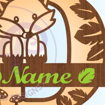 Intra απο ξύλο plywood 3mm-4mm πάχος - Fox Monogram Letter D Cut File Δίασταση 30x20 cm INTRAFABR-69923611 - Image 3