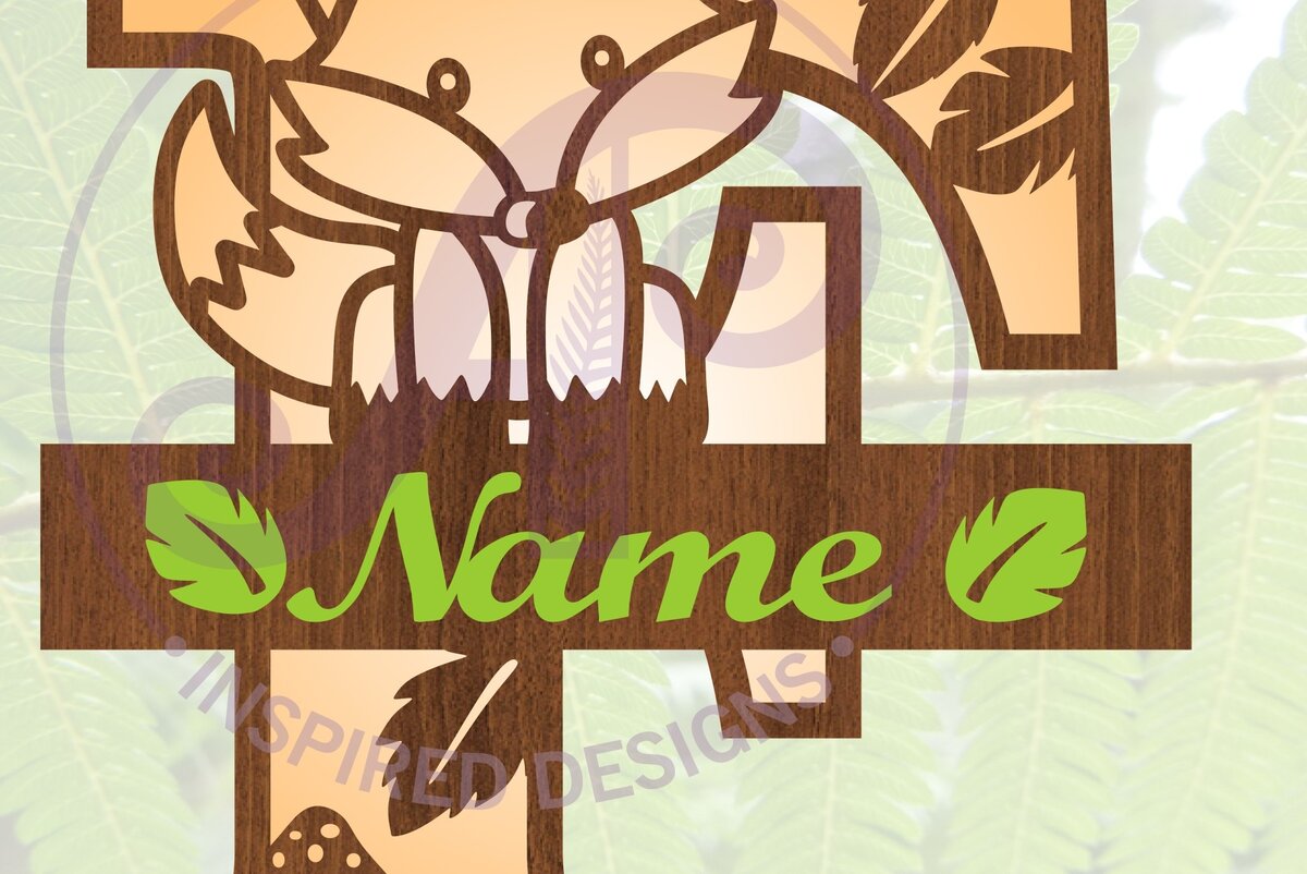 Intra απο ξύλο plywood 3mm-4mm πάχος - Fox Monogram Letter F  Cut File Δίασταση 30x20 cm INTRAFABR-69923654