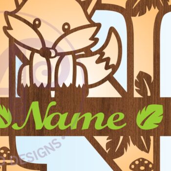 Intra απο ξύλο plywood 3mm-4mm πάχος - Fox Monogram Letter N Cut File Δίασταση 30x20 cm INTRAFABR-69923904 - Image 3