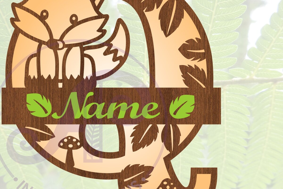 Intra απο ξύλο plywood 3mm-4mm πάχος - Fox Monogram Letter Q  Cut File Δίασταση 30x20 cm INTRAFABR-69923954