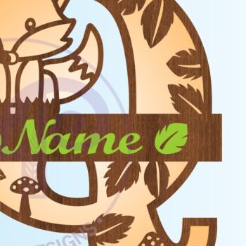 Intra απο ξύλο plywood 3mm-4mm πάχος - Fox Monogram Letter Q Cut File Δίασταση 30x20 cm INTRAFABR-69923954 - Image 3