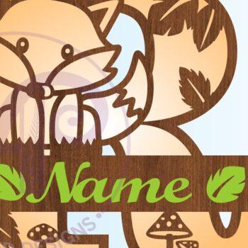 Intra απο ξύλο plywood 3mm-4mm πάχος - Fox Monogram Letter R Cut Δίασταση 30x20 cm INTRAFABR-69923964 - Image 3