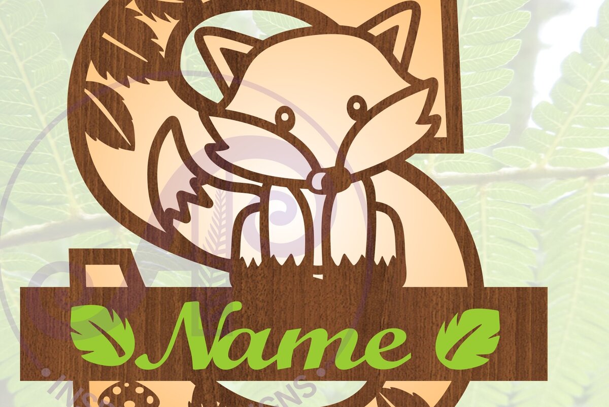 Intra απο ξύλο plywood 3mm-4mm πάχος -  αποκοπής μονογράμματος Fox Letter S  Δίασταση 30x20 cm INTRAFABR-69923984