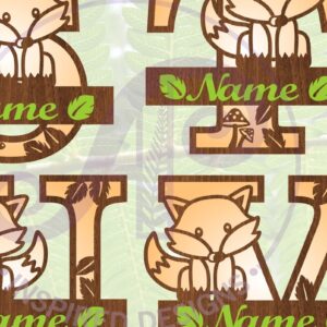 Intra απο ξύλο plywood 3mm-4mm πάχος - Πακέτο  σετ γραμμάτων Fox Monogram Δίασταση 30x20 cm INTRAFABR-69918962