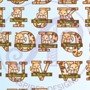 Intra απο ξύλο plywood 3mm-4mm πάχος - Πακέτο  σετ γραμμάτων Fox Monogram Δίασταση 30x20 cm INTRAFABR-69918962 - Image 3