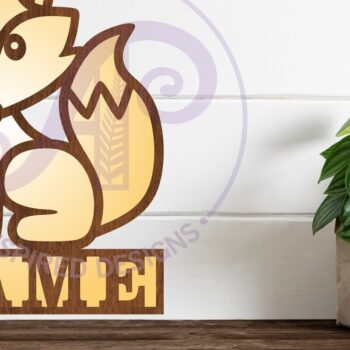 Intra απο ξύλο plywood 3mm-4mm πάχος - Πρότυπο κοπής με λέιζερ  Sign Name Fox Δίασταση 30x20 cm INTRAFABR-82439034 - Image 1