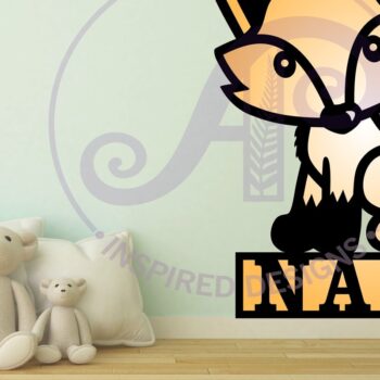 Intra απο ξύλο plywood 3mm-4mm πάχος - Πρότυπο κοπής με λέιζερ  Sign Name Fox Δίασταση 30x20 cm INTRAFABR-82439034 - Image 2