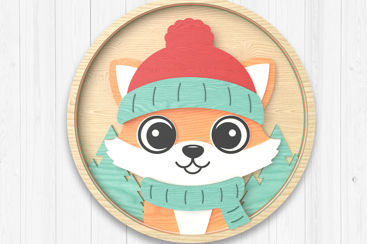 Intra απο ξύλο plywood 3mm-4mm πάχος - FOX Χειμερινό στολίδι με λέιζερ Δίασταση 6x6 cm INTRAFABR-106511619