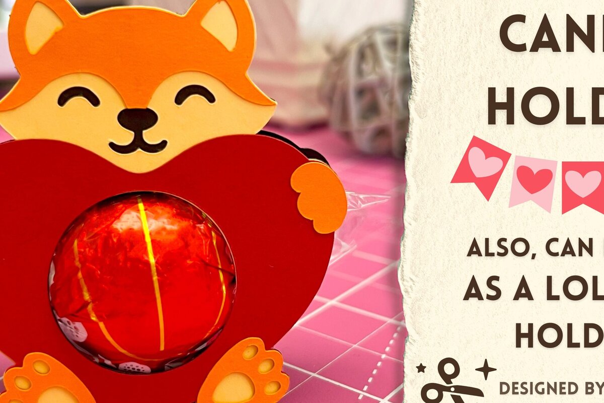 Intra απο ξύλο plywood 3mm-4mm πάχος - Fox with Heart Candy Holder  Δίασταση 20x20 cm INTRAFABR-90766923