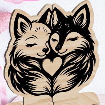 Intra απο ξύλο plywood 3mm-4mm πάχος - Foxes Love Valentine Στολίδι Δίασταση 6x6 cm INTRAFABR-113206646 - Image 1